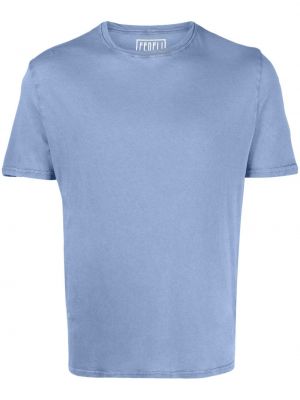 Βαμβακερή μπλούζα με στρογγυλή λαιμόκοψη Fedeli μπλε