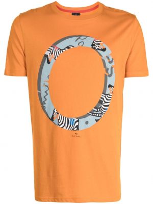 Bavlnené tričko so vzorom zebry Ps Paul Smith oranžová