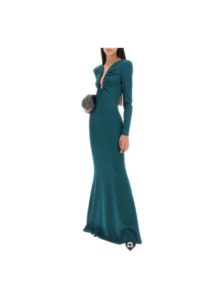 Sukienka długa z głębokim dekoltem Roland Mouret zielona