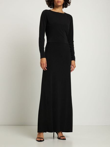 Jersey dolga obleka z izrezom na hrbtu Musier Paris črna