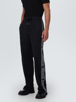 Pantaloni sport din jacard Versace negru
