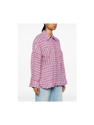 Abrigo con flecos de tweed Iro rosa