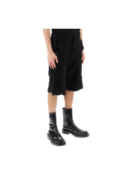 Pantalones cortos de cuero de punto de cuero sintético Comme Des Garçons negro