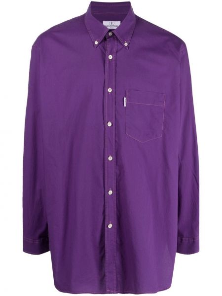 Péřová plisovaná košile Valentino Pre-owned fialová