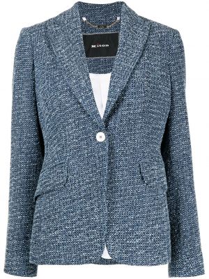 Tweed bomull lang blazer Kiton blå