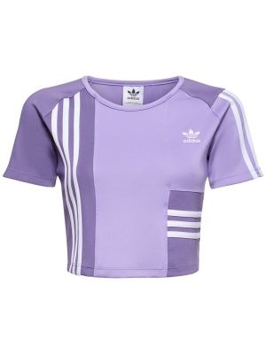 Pruhované tričko Adidas Originals fialové