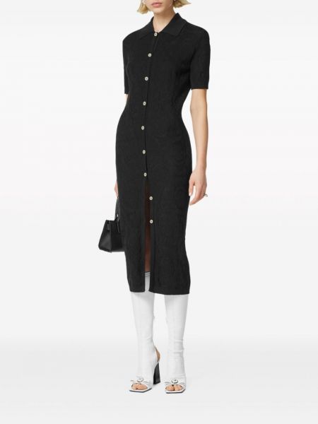 Dzianinowa sukienka na guziki Versace czarna