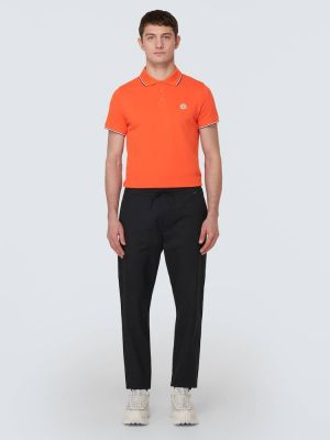 Medvilninis polo marškinėliai Moncler oranžinė