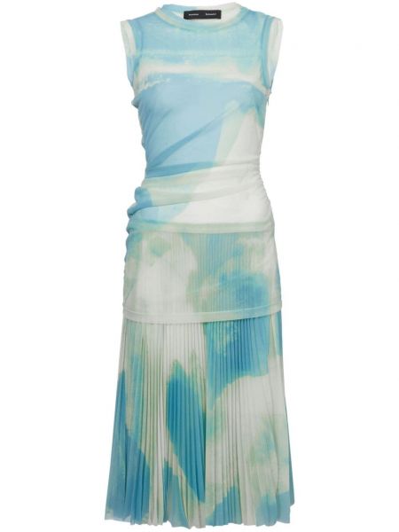 Robe mi-longue à imprimé à motifs abstraits Proenza Schouler bleu