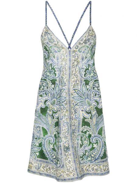 Lanena haljina na naramenice Zimmermann zelena