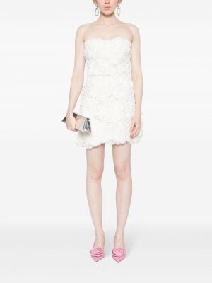 Mežģīņu mini kleita ar ziediem Ermanno Scervino balts