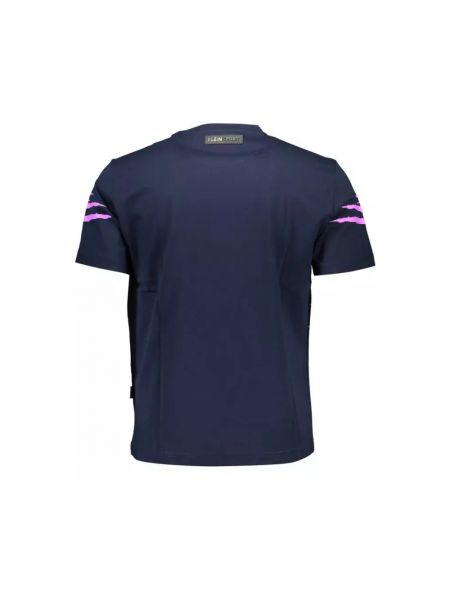 Camiseta deportiva de algodón con estampado manga corta Plein Sport azul
