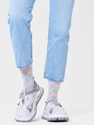 Pikčaste nogavice s tigrastim vzorcem Happy Socks roza