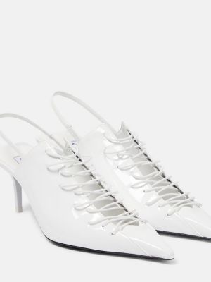 Кожени полуотворени обувки с връзки с дантела Jimmy Choo бяло