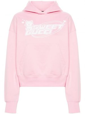 Pamučna hoodie s kapuljačom s printom Gucci ružičasta