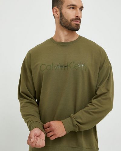 Calvin Klein Underwear bluza piżamowa męska kolor zielony z nadrukiem