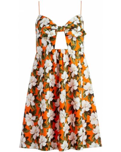 Obleka s cvetličnim vzorcem s potiskom Alice + Olivia oranžna