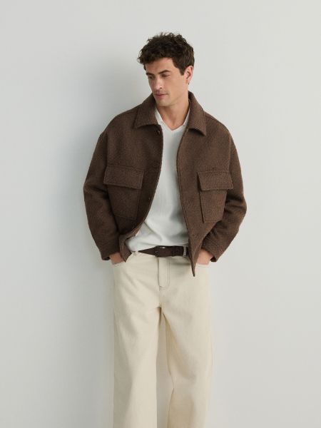 Вовняна куртка Reserved коричнева