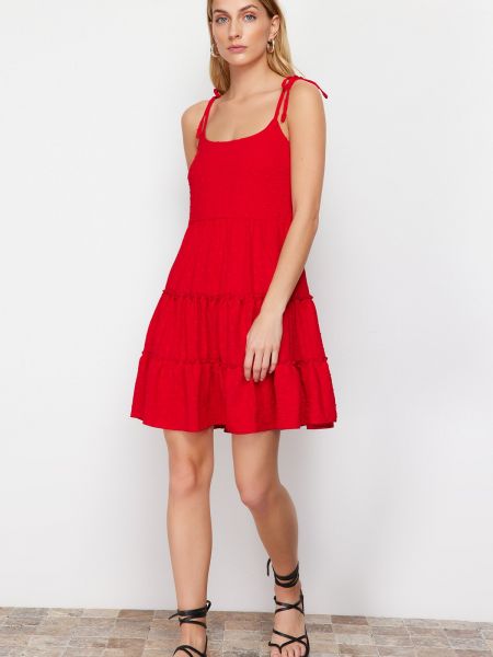 Μini φόρεμα από λυγαριά Trendyol κόκκινο