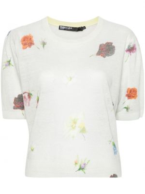Lanena bluza s cvetličnim vzorcem s potiskom Bimba Y Lola siva
