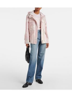 Bavlnená bunda s potlačou Moncler ružová