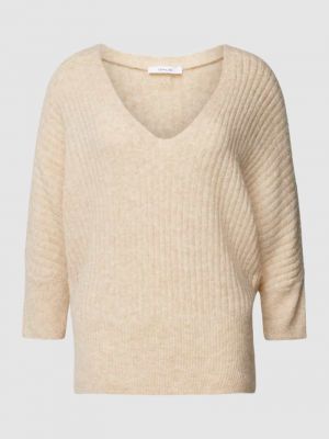 Dzianinowy sweter z dekoltem w serek Opus biały