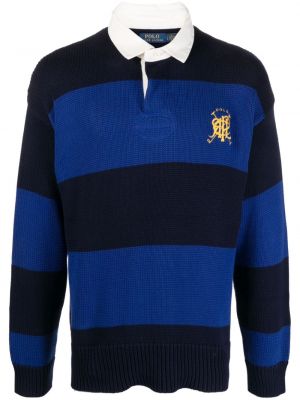 Kokvilnas džemperis ar izšuvumiem ar izšuvumiem Polo Ralph Lauren zils