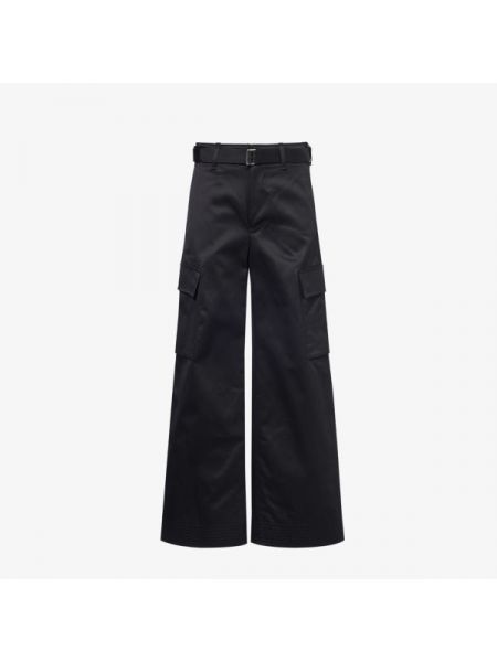 Широкие хлопковые брюки со средней посадкой Sacai черный