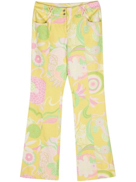 Květinové světlicové kalhoty s potiskem Dolce & Gabbana Pre-owned žluté