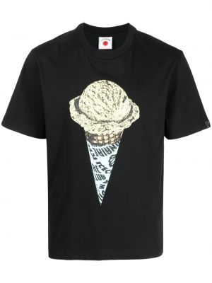 Тениска с принт с кръгло деколте Icecream черно