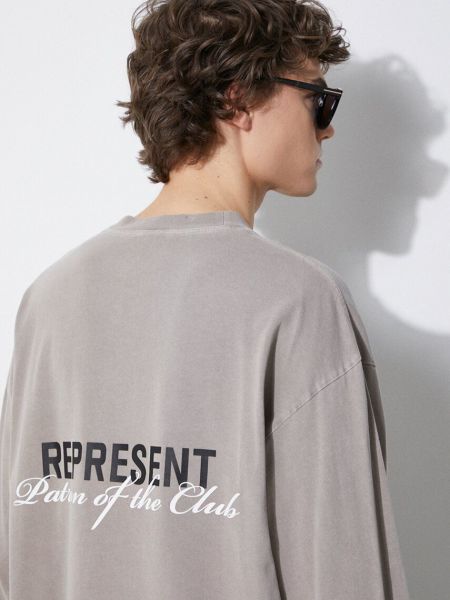 Μακρυμάνικη βαμβακερή μακρυμάνικη μπλούζα Represent μπεζ