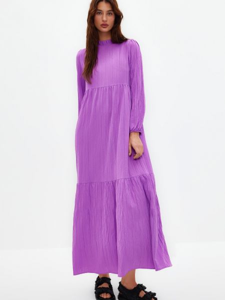 Pletené voľné priliehavé šaty Trendyol fialová
