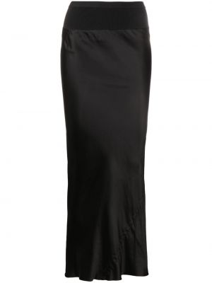 Saténové dlouhá sukně Rick Owens černé