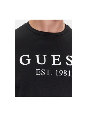 Camiseta de manga larga con estampado Guess negro