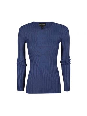 Sweter oversize Emporio Armani niebieski
