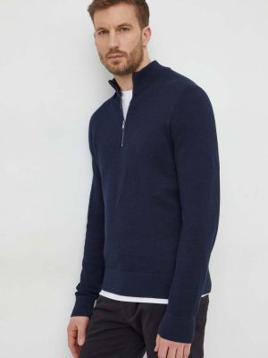 Pamučni pulover Boss plava