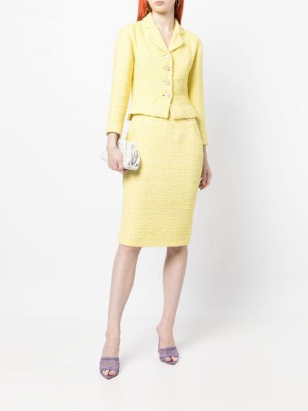 Jupe en tweed Chanel Pre-owned jaune