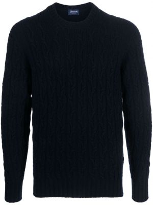 Džemper od kašmira s okruglim izrezom Drumohr plava