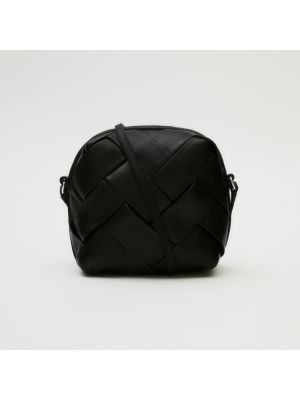 Кожаная сумка через плечо Massimo Dutti черная