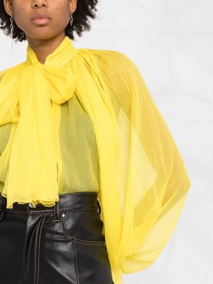 Przezroczysta jedwabna bluzka z kokardką Atu Body Couture żółta