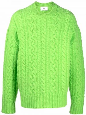 Пуловер с кръгло деколте Ami Paris зелено