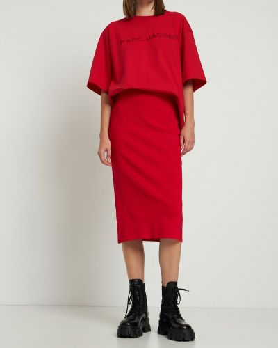 Spódnica z wiskozy Marc Jacobs czerwona