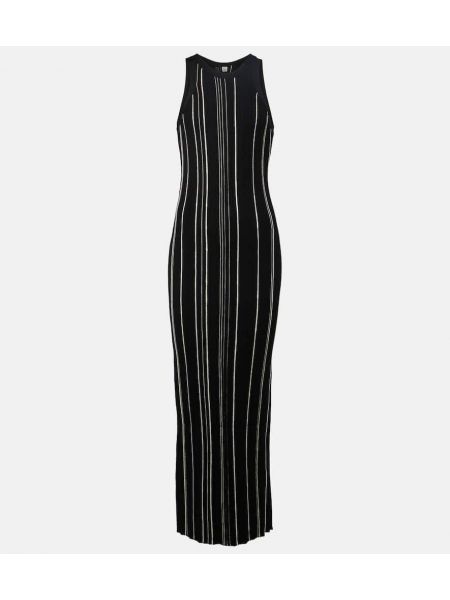Pruhované dlouhé šaty Totême černé