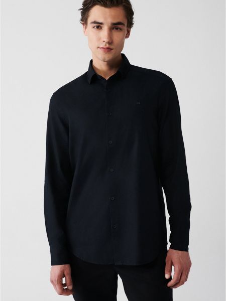 Βαμβακερό πουκάμισο Avva μαύρο