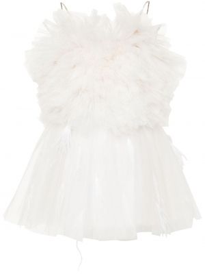 Коктейлна рокля с волани Loulou бяло