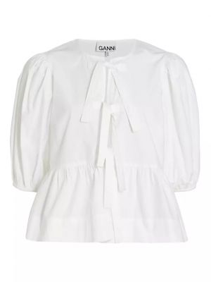 Белая блузка с баской Ganni