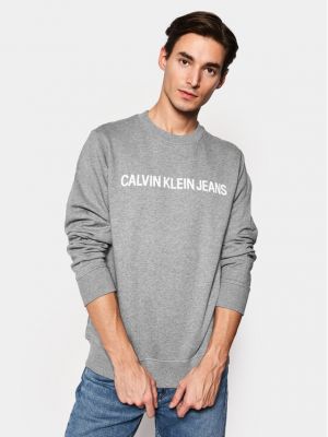 Majica dugih rukava sa dugačkim rukavima Calvin Klein Jeans siva