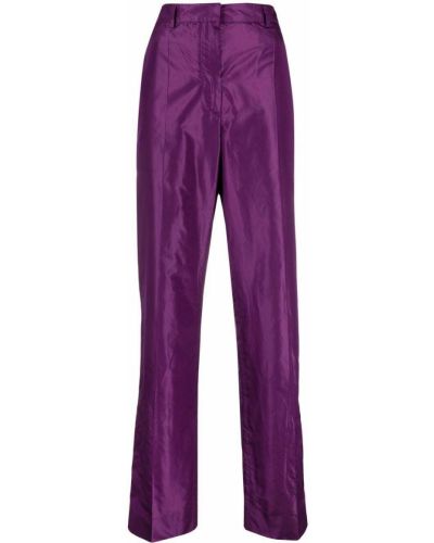 Pantalones rectos de cintura alta Prada violeta