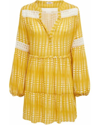 Žluté viskózové mini šaty Lemlem