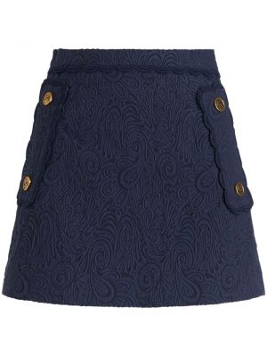 Žakárové mini sukně s paisley potiskem Etro modré